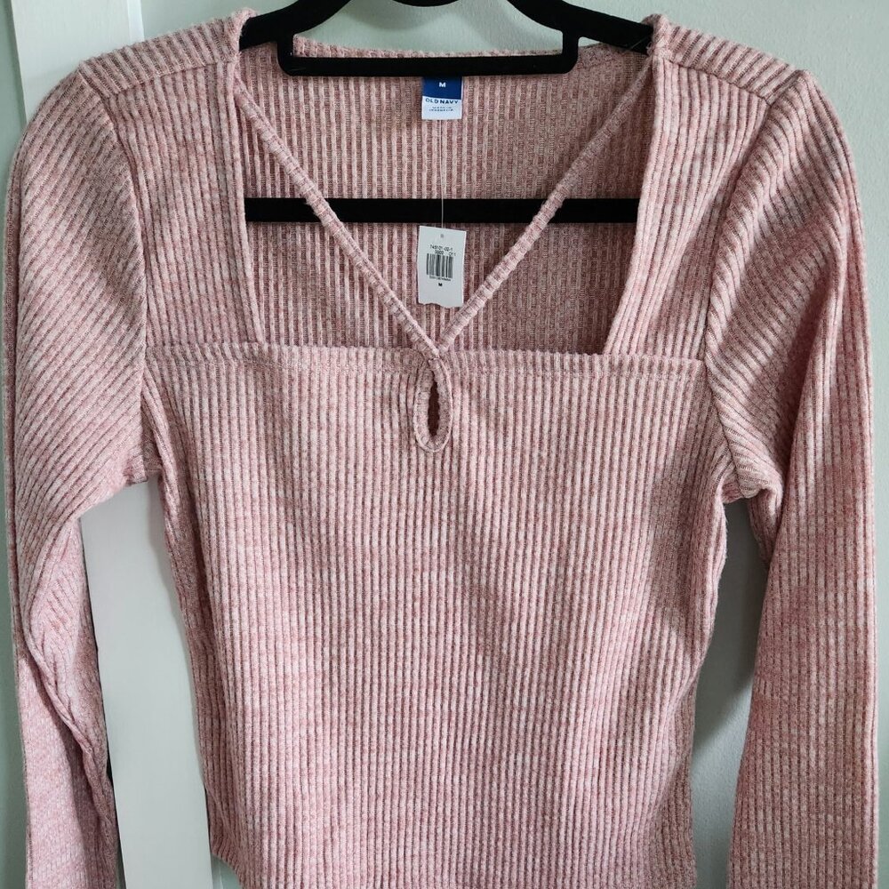 Old Navy Pink Ribbed Long Sleeve Sweater Top | Size M NWT